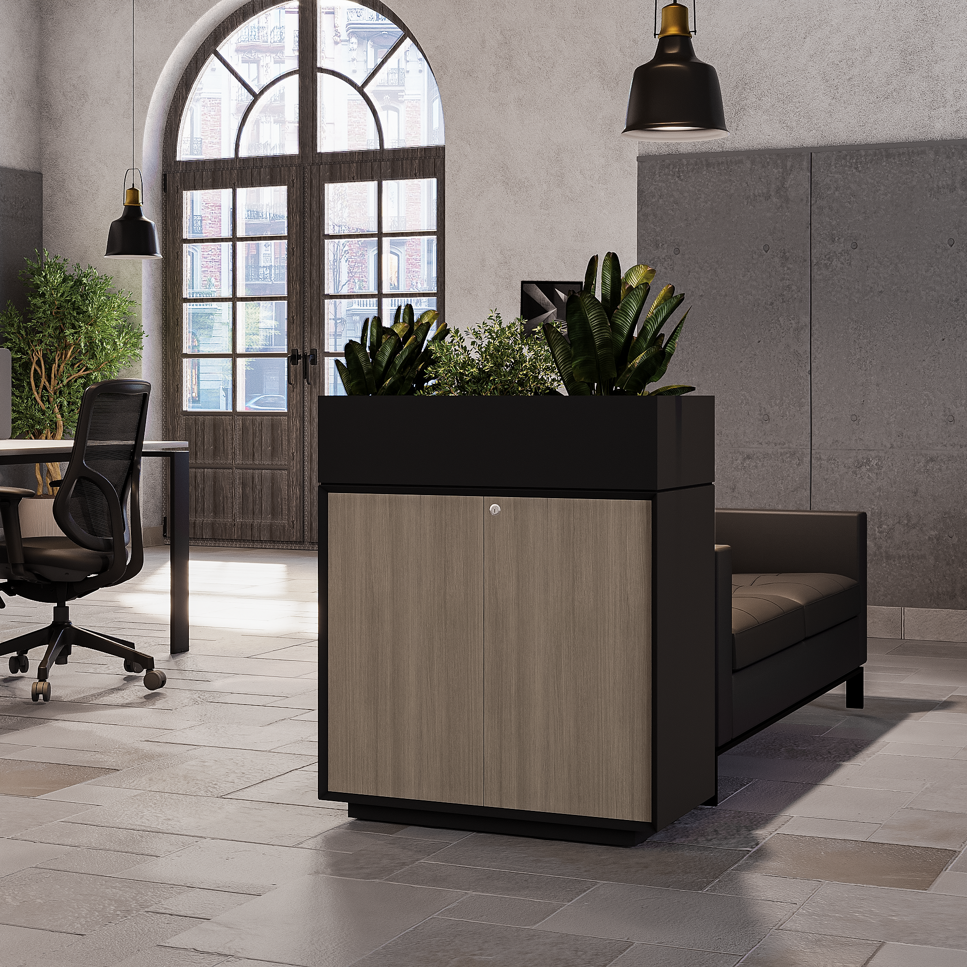 Low Height Planter - Black E+ Low Planter Cabinet - Image 1